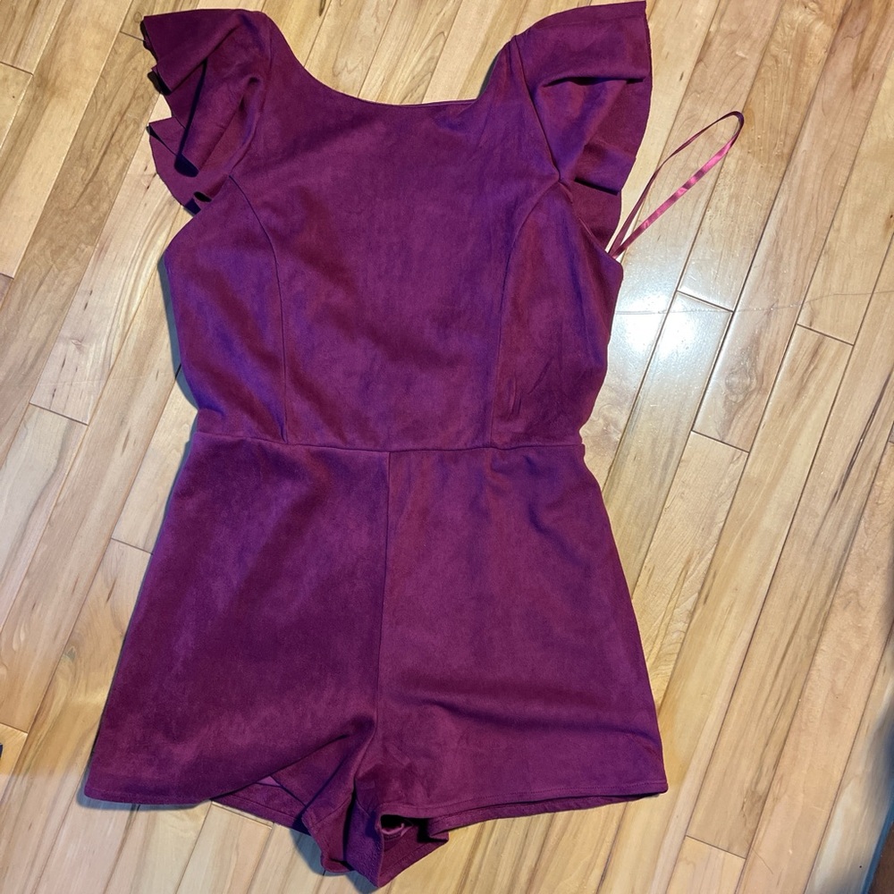 pink suede romper